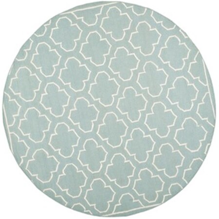 Safavieh 7 x 7 ft. Round Contemporary Dhurries- Blue and Ivory- Flatweave Rug DHU625A-7R